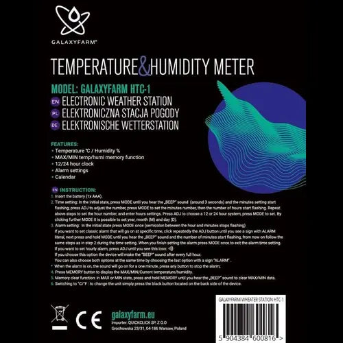 GALAXYFARM HTC-1 Digital Temperature & Humidity Meter