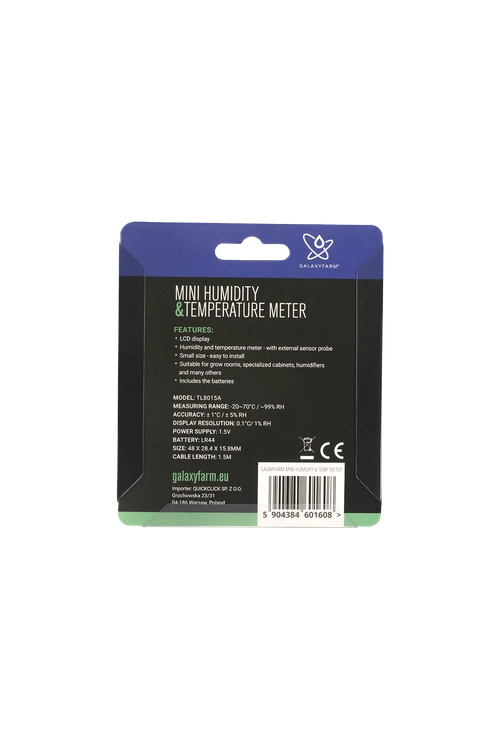 GALAXYFARM Mini Humidity & Temperature Meter - measuring on the external sensor (1m)